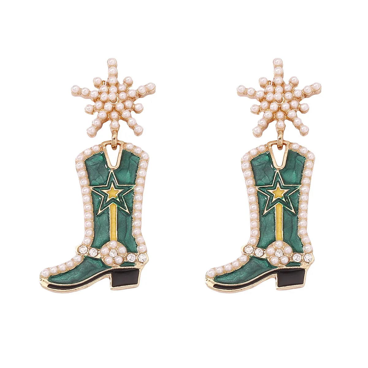 Wholesale Mother's Day Creative Oil Dripping Long Boots Alloy Earrings