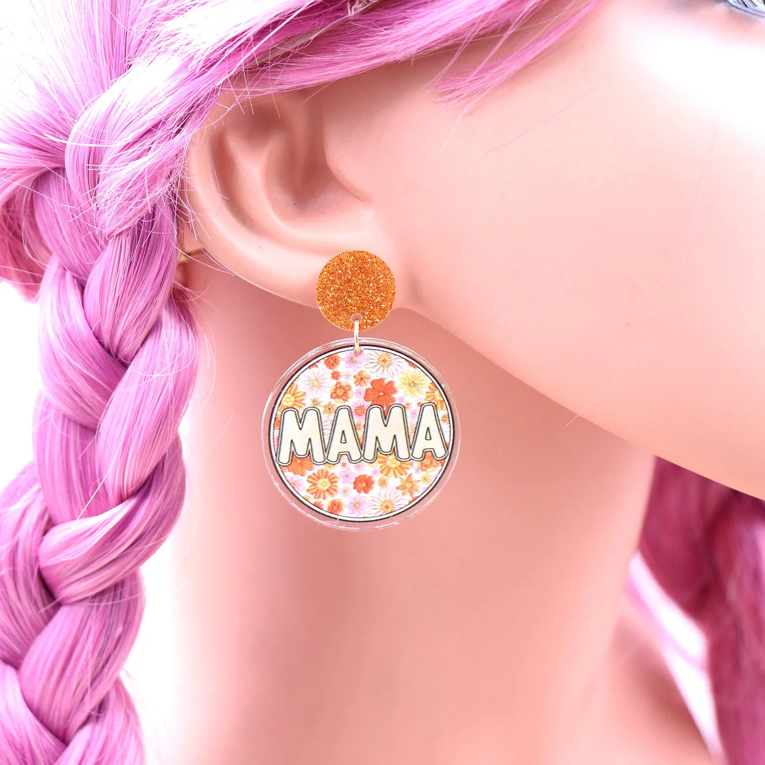 Wholesale Mother's Day Flower Mama Acrylic Earrings