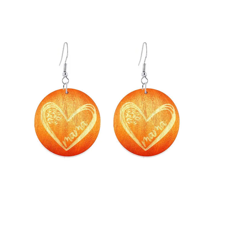 Wholesale Mother's Day Gift MAMA Wooden Earrings