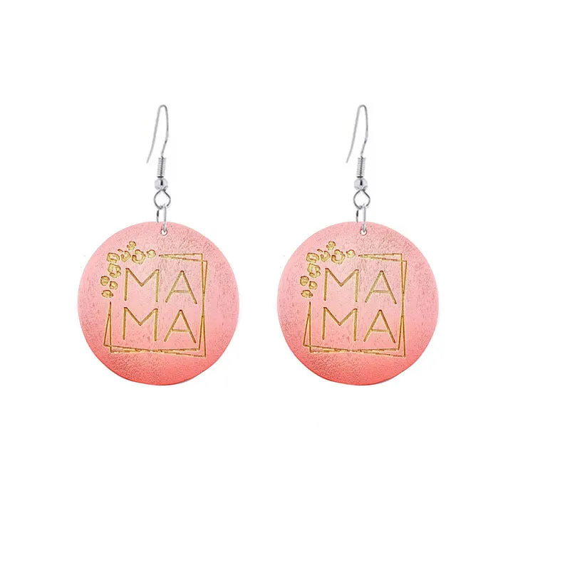 Wholesale Mother's Day Gift MAMA Wooden Earrings