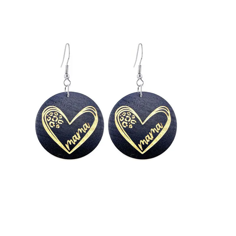 Wholesale Mother's Day Gift MAMA Wooden Earrings