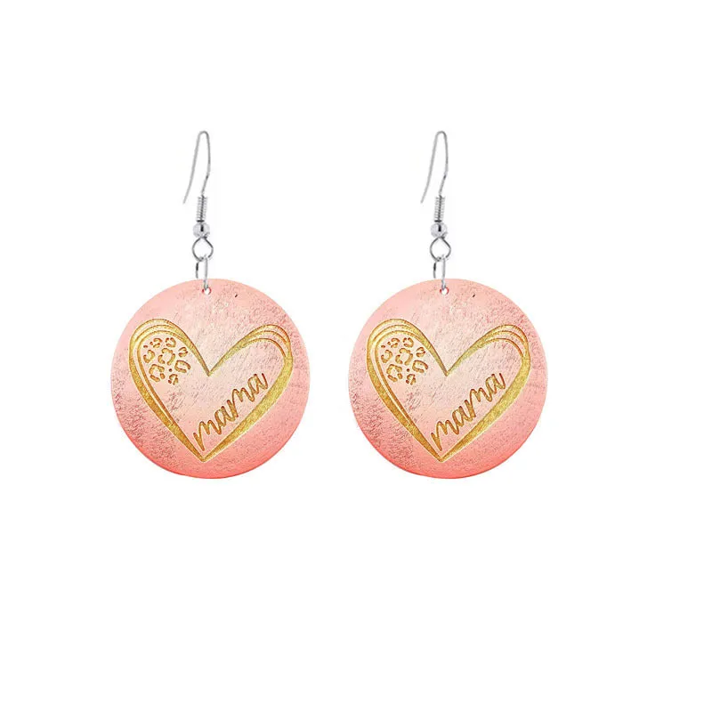 Wholesale Mother's Day Gift MAMA Wooden Earrings
