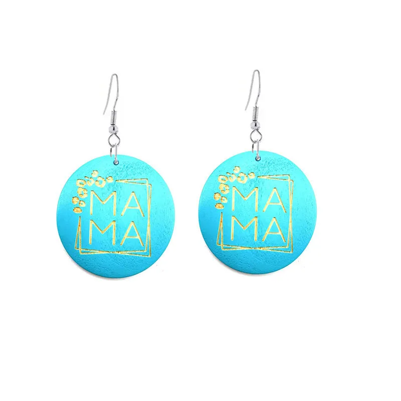 Wholesale Mother's Day Gift MAMA Wooden Earrings