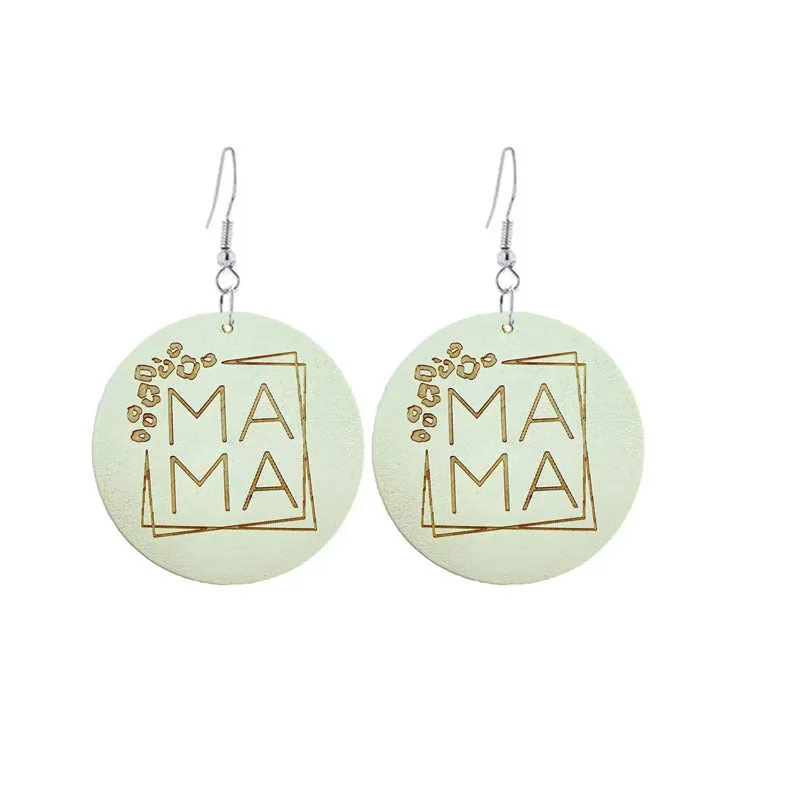Wholesale Mother's Day Gift MAMA Wooden Earrings