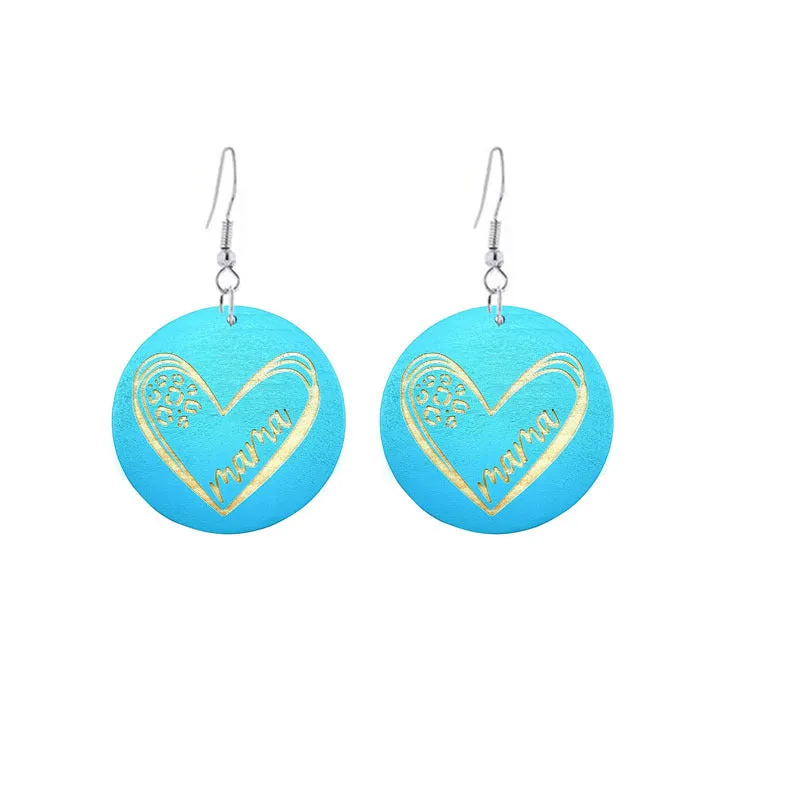 Wholesale Mother's Day Gift MAMA Wooden Earrings