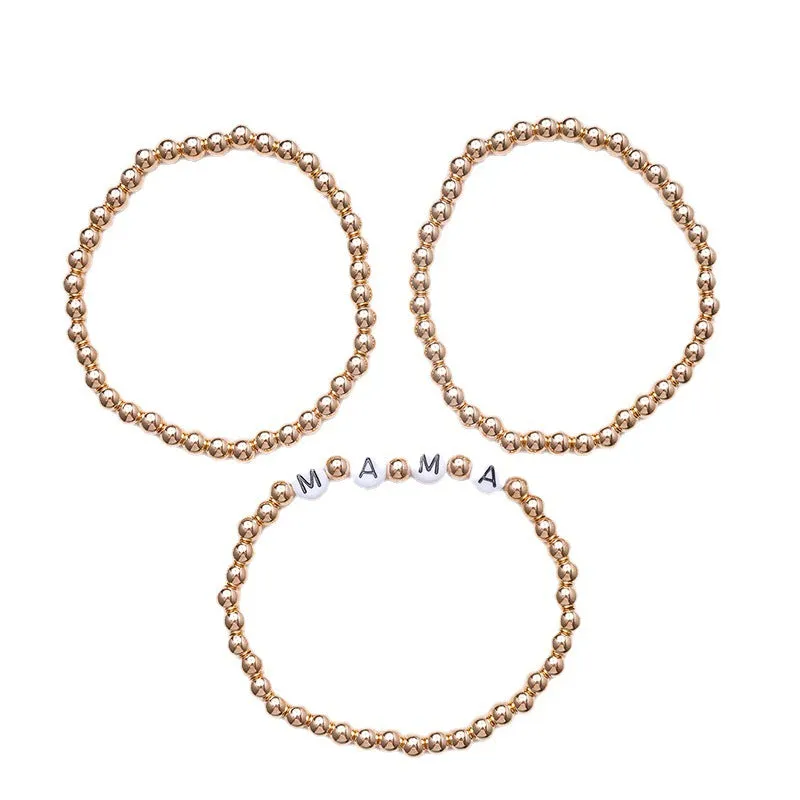 Wholesale Mother's Day Gold Acrylic Beaded Bracelet