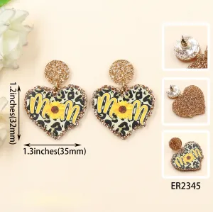 Wholesale Mother's Day Leopard Pattern Letter Acrylic Earrings