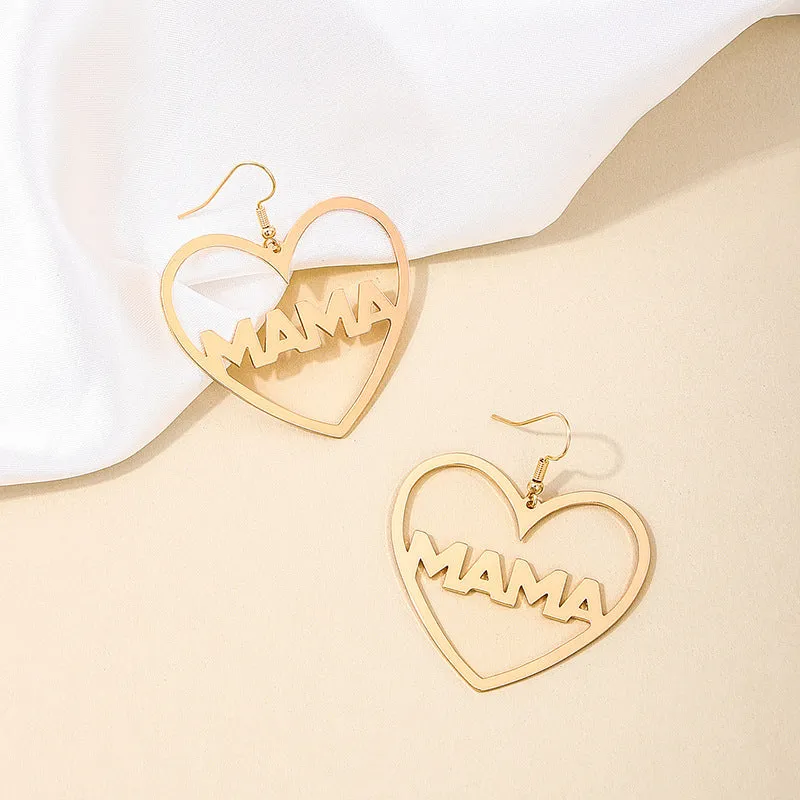 Wholesale Mother's Day Love Letter MAMA Alloy Earrings