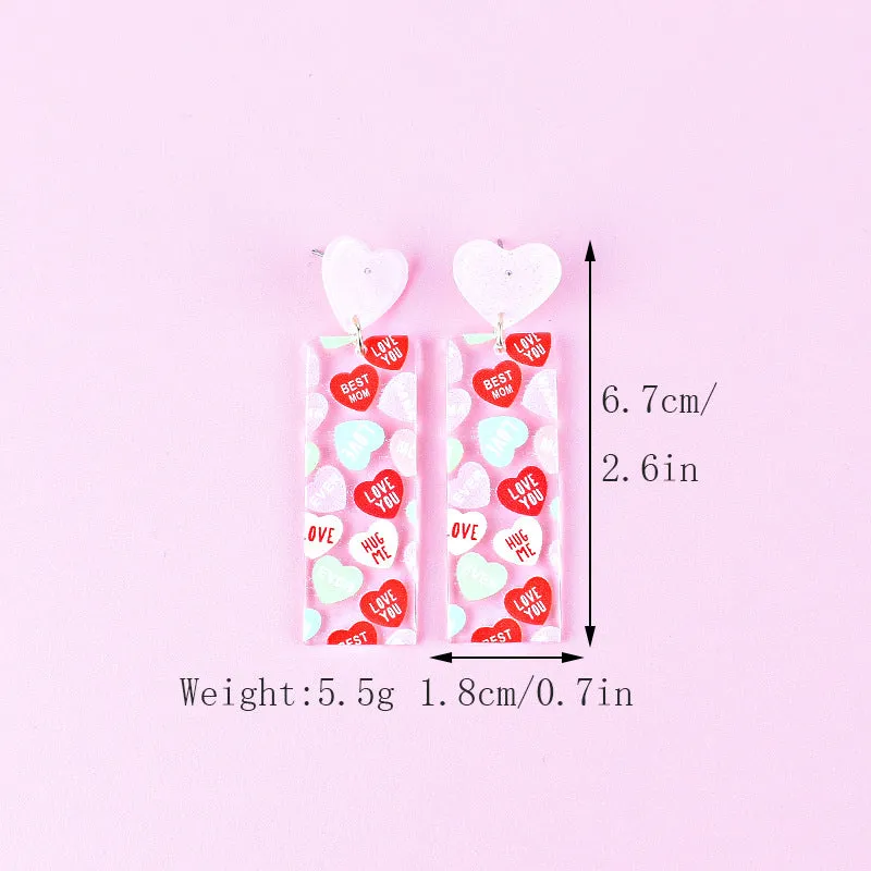 Wholesale Mother's Day Love MOM Letter Women's Heart Shaped Gift LOVE Earrings