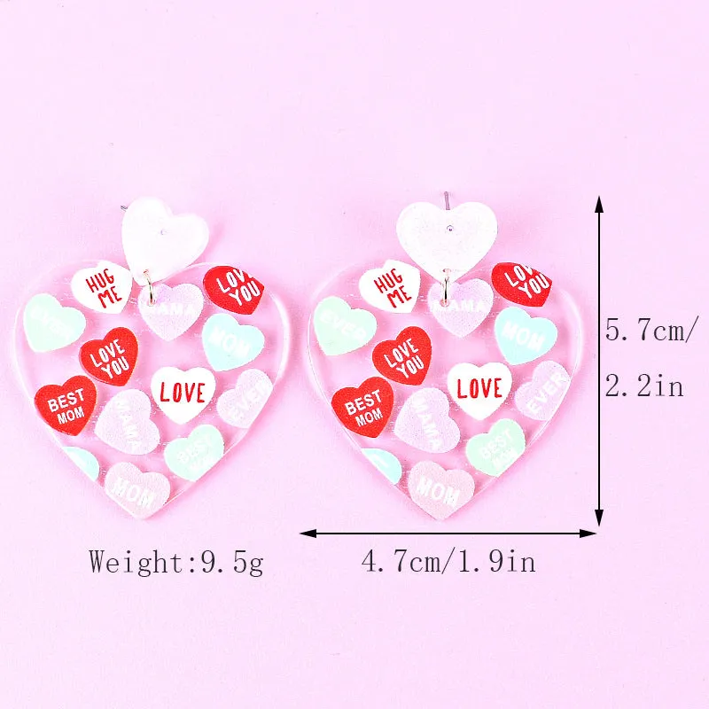 Wholesale Mother's Day Love MOM Letter Women's Heart Shaped Gift LOVE Earrings