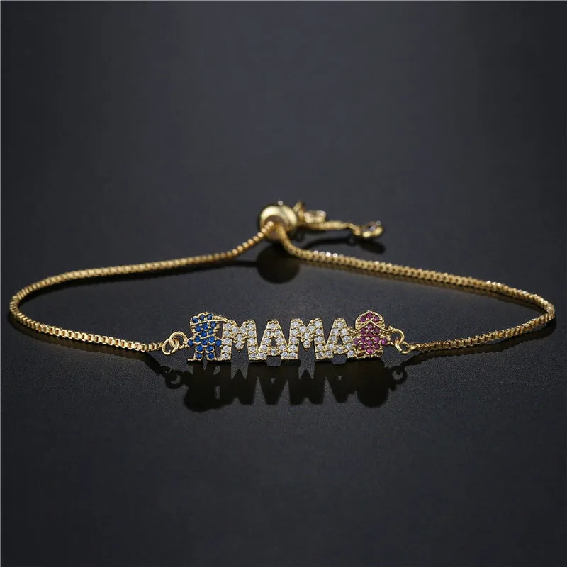 Wholesale Mother's Day MAMA Copper Zircon Bracelet