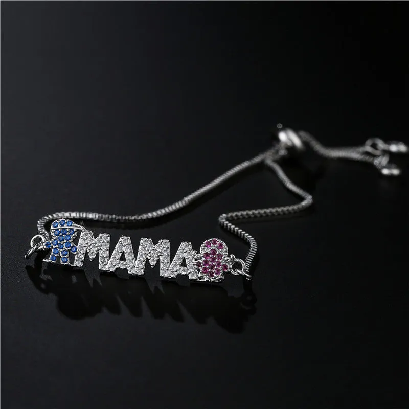 Wholesale Mother's Day MAMA Copper Zircon Bracelet