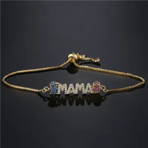 Wholesale Mother's Day MAMA Copper Zircon Bracelet