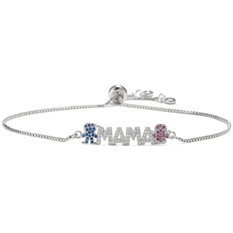 Wholesale Mother's Day MAMA Copper Zircon Bracelet
