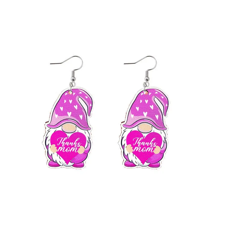 Wholesale Mother's Day Mama Sunflower Wooden Earrings