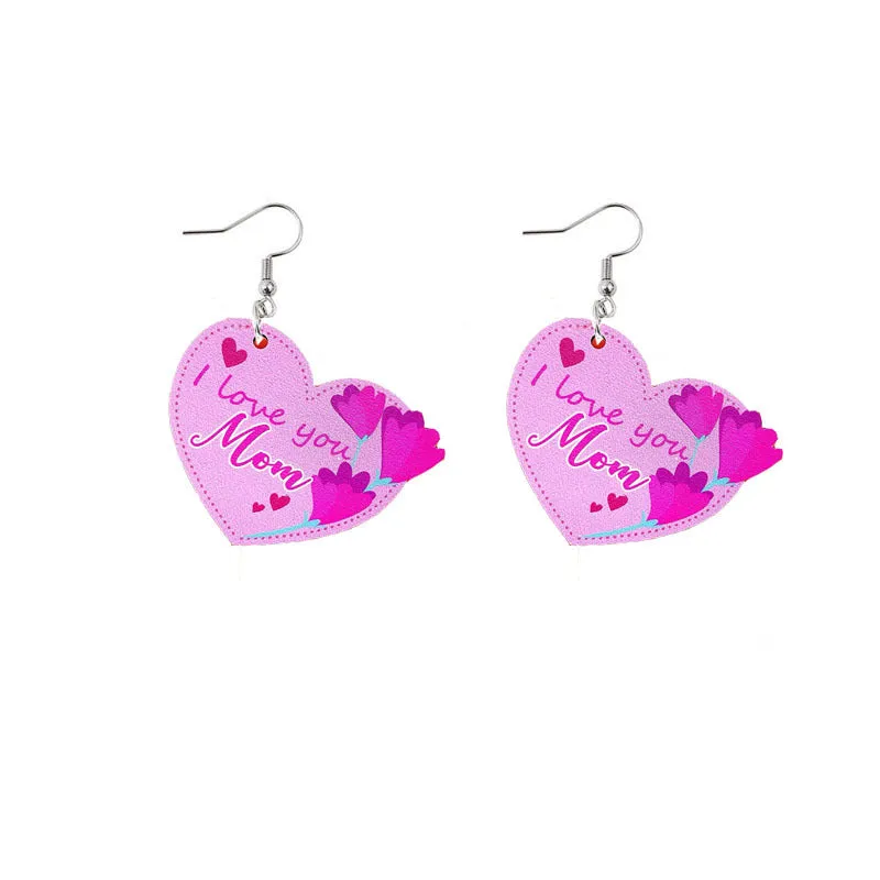 Wholesale Mother's Day Mama Sunflower Wooden Earrings