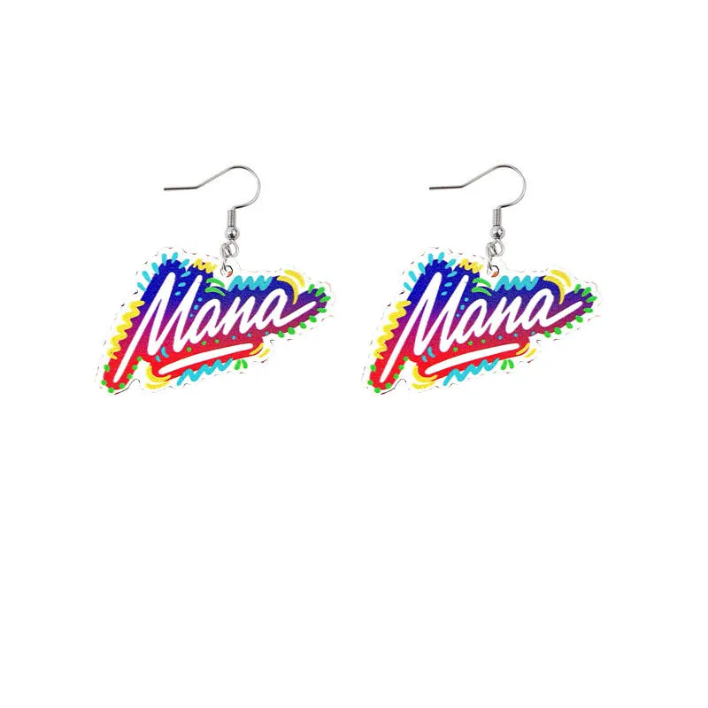 Wholesale Mother's Day Mama Sunflower Wooden Earrings