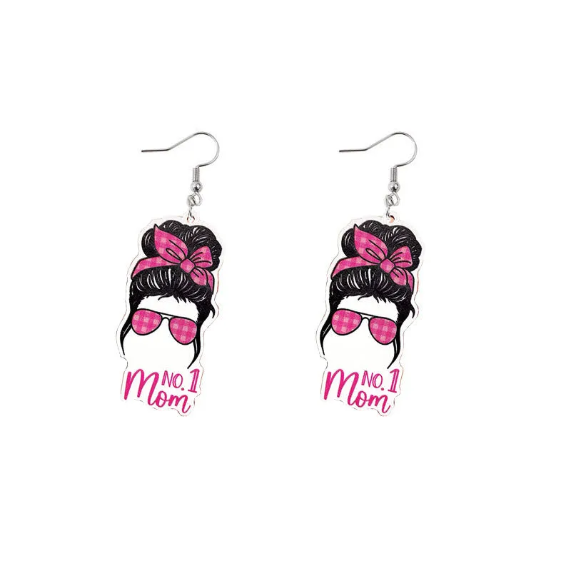 Wholesale Mother's Day Mama Sunflower Wooden Earrings