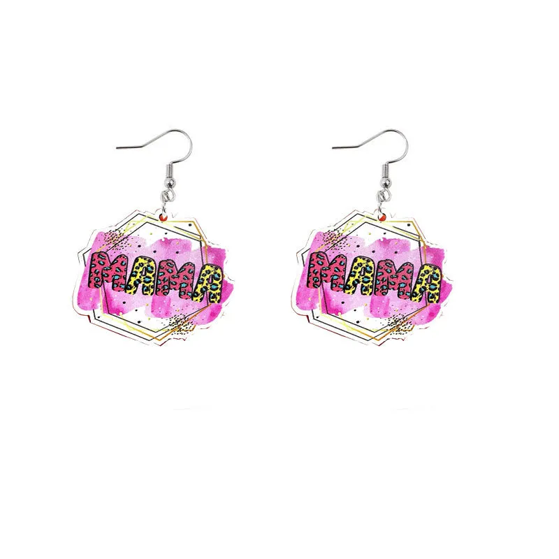 Wholesale Mother's Day Mama Sunflower Wooden Earrings