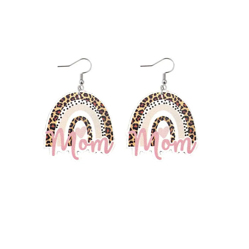 Wholesale Mother's Day Mama Sunflower Wooden Earrings