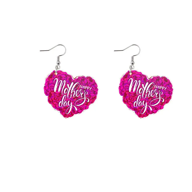 Wholesale Mother's Day Mama Sunflower Wooden Earrings