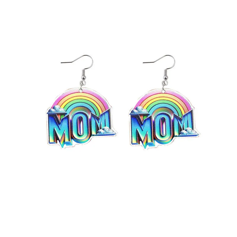 Wholesale Mother's Day Mama Sunflower Wooden Earrings