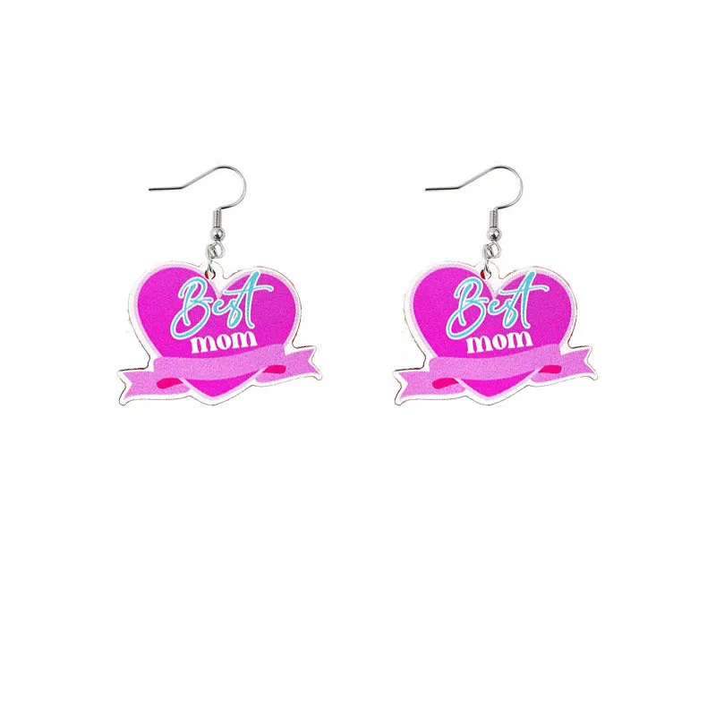 Wholesale Mother's Day Mama Sunflower Wooden Earrings