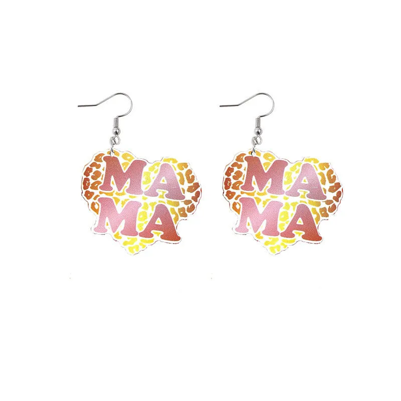 Wholesale Mother's Day Mama Sunflower Wooden Earrings