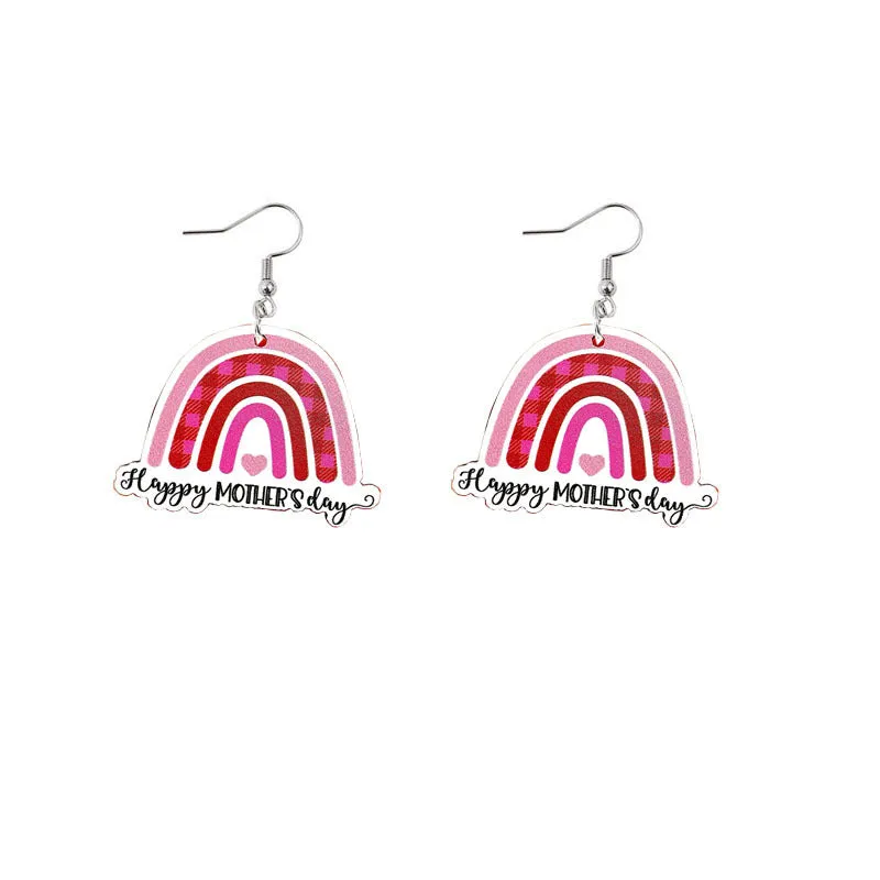 Wholesale Mother's Day Mama Sunflower Wooden Earrings