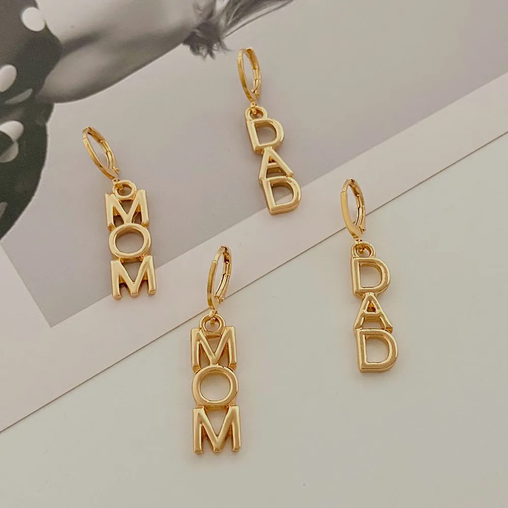 Wholesale Mother's Day Minimalist Letter Alloy Earrings