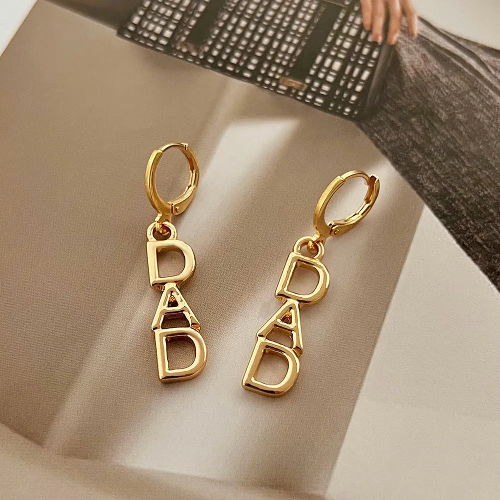 Wholesale Mother's Day Minimalist Letter Alloy Earrings