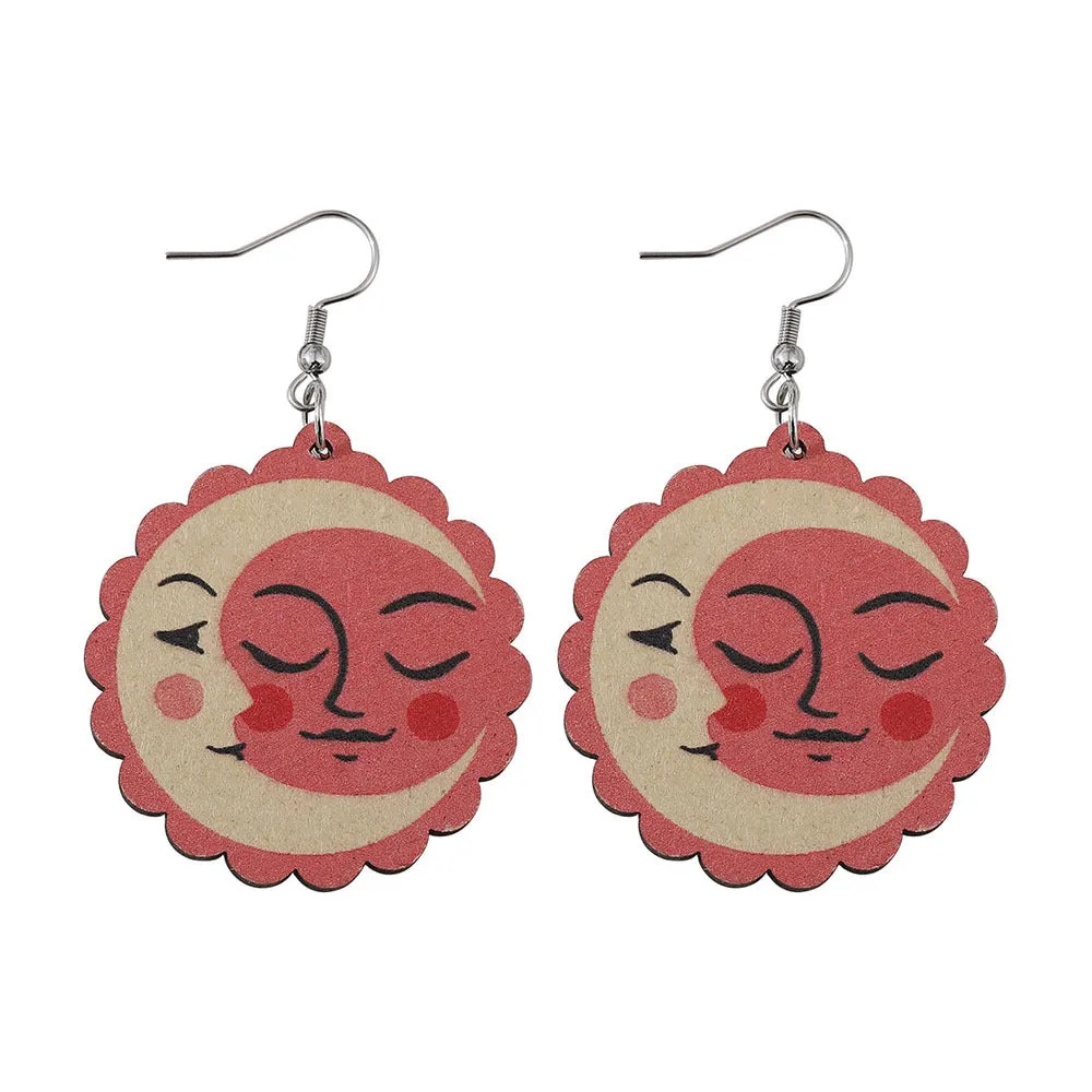 Wholesale Mother's Day Mom Earrings Double Sided Printed Wooden Sunflower Earrings