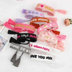 Wholesale Mother's Day MOM Peach Heart Handwoven Tassel Hand Rope