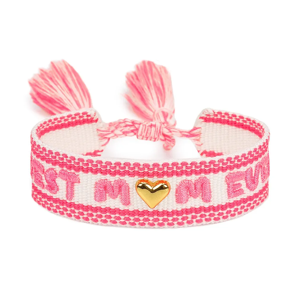 Wholesale Mother's Day MOM Peach Heart Handwoven Tassel Hand Rope