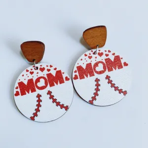 Wholesale Mother's Day MOM Wooden Printed Earrings