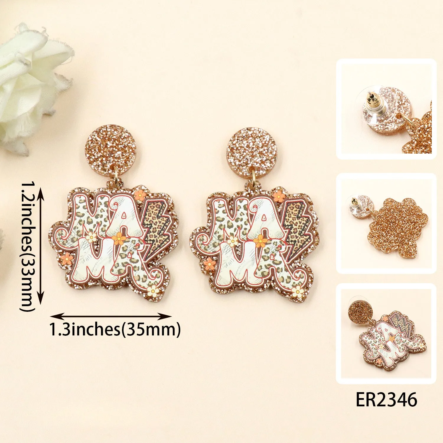 Wholesale Mother's Day Retro Leopard Pattern Acrylic Earrings