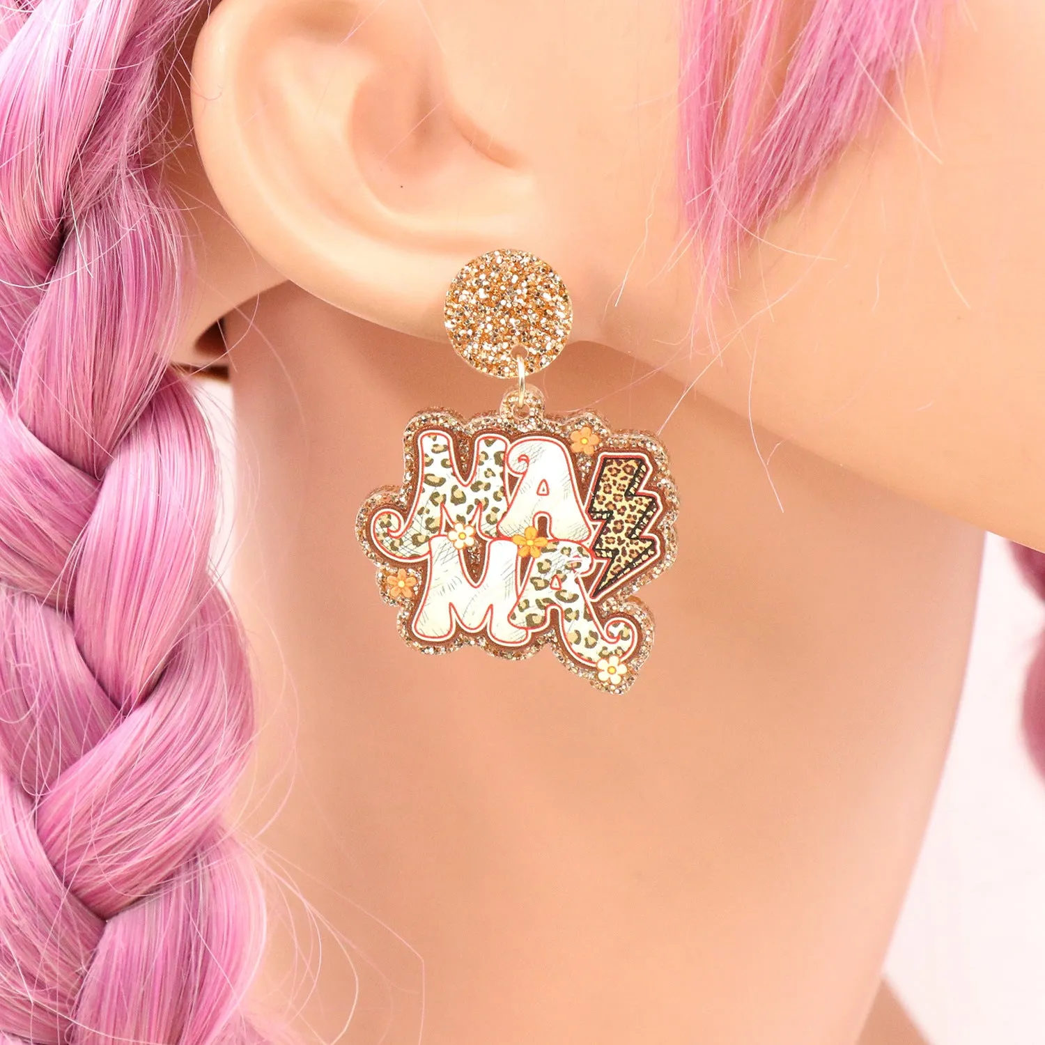 Wholesale Mother's Day Retro Leopard Pattern Acrylic Earrings