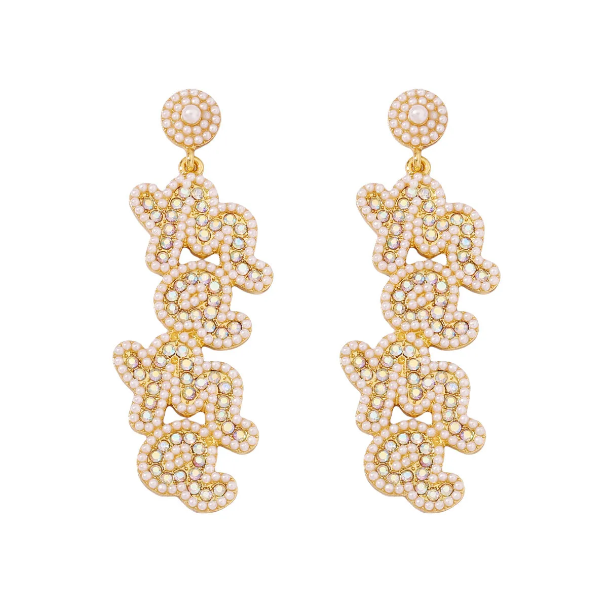 Wholesale Mother's Day Rice Beads Pearl MAMA Earrings