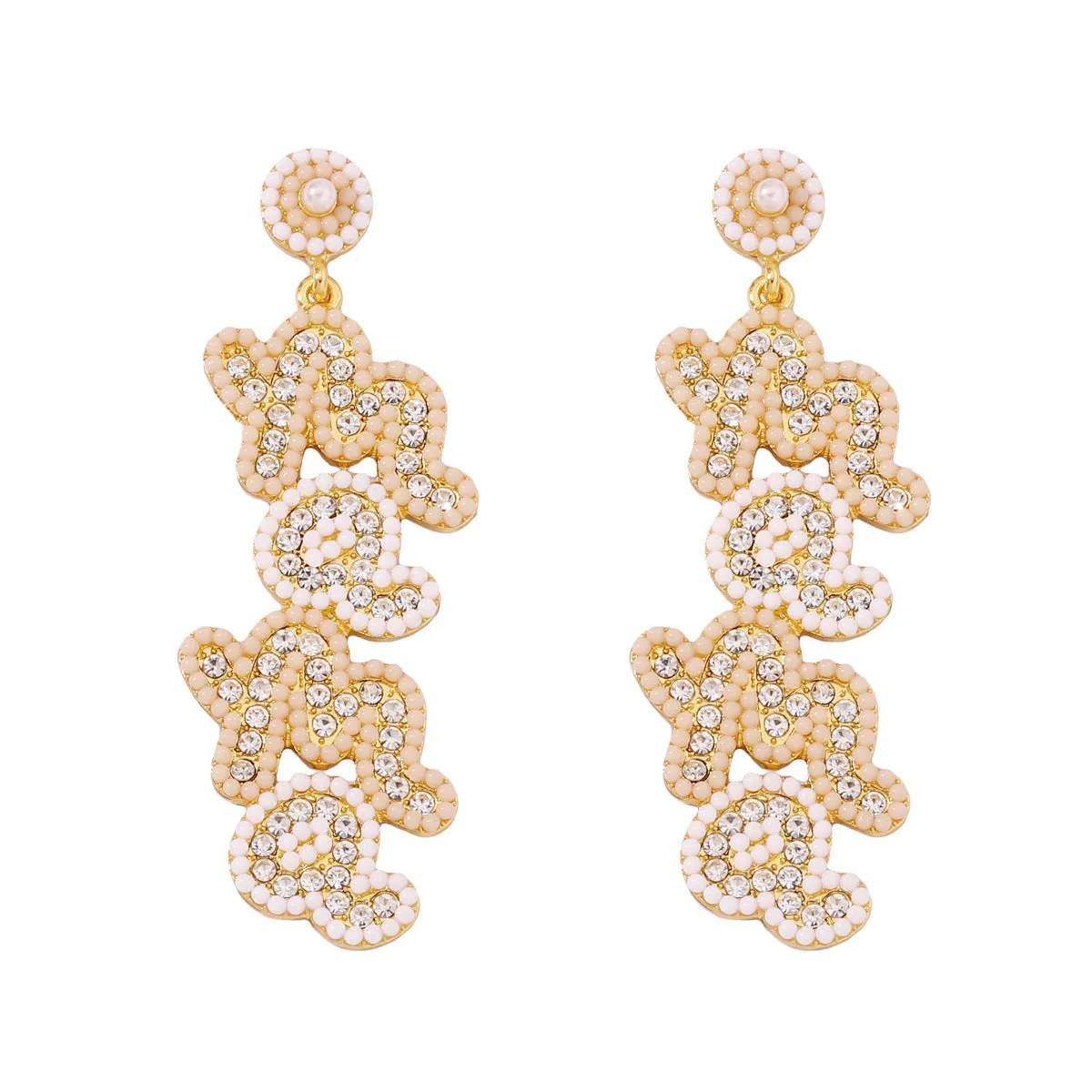 Wholesale Mother's Day Rice Beads Pearl MAMA Earrings
