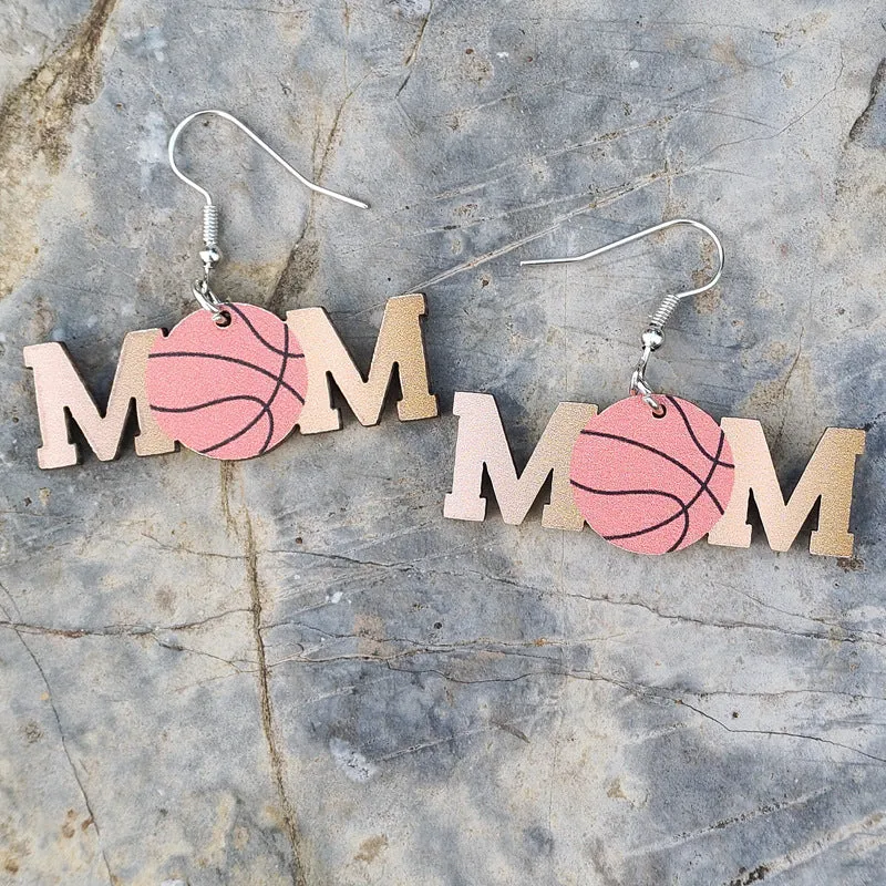 Wholesale Mother's Day Sports Style Wooden Earrings