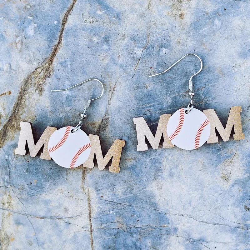 Wholesale Mother's Day Sports Style Wooden Earrings