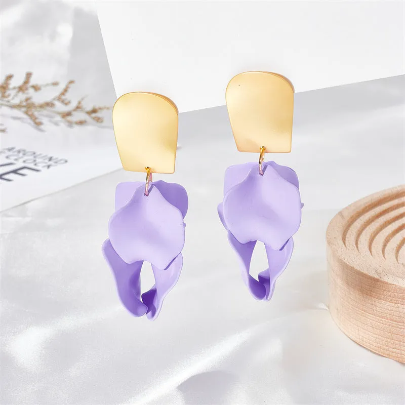 Wholesale Multi Color Petal Leaf Earrings