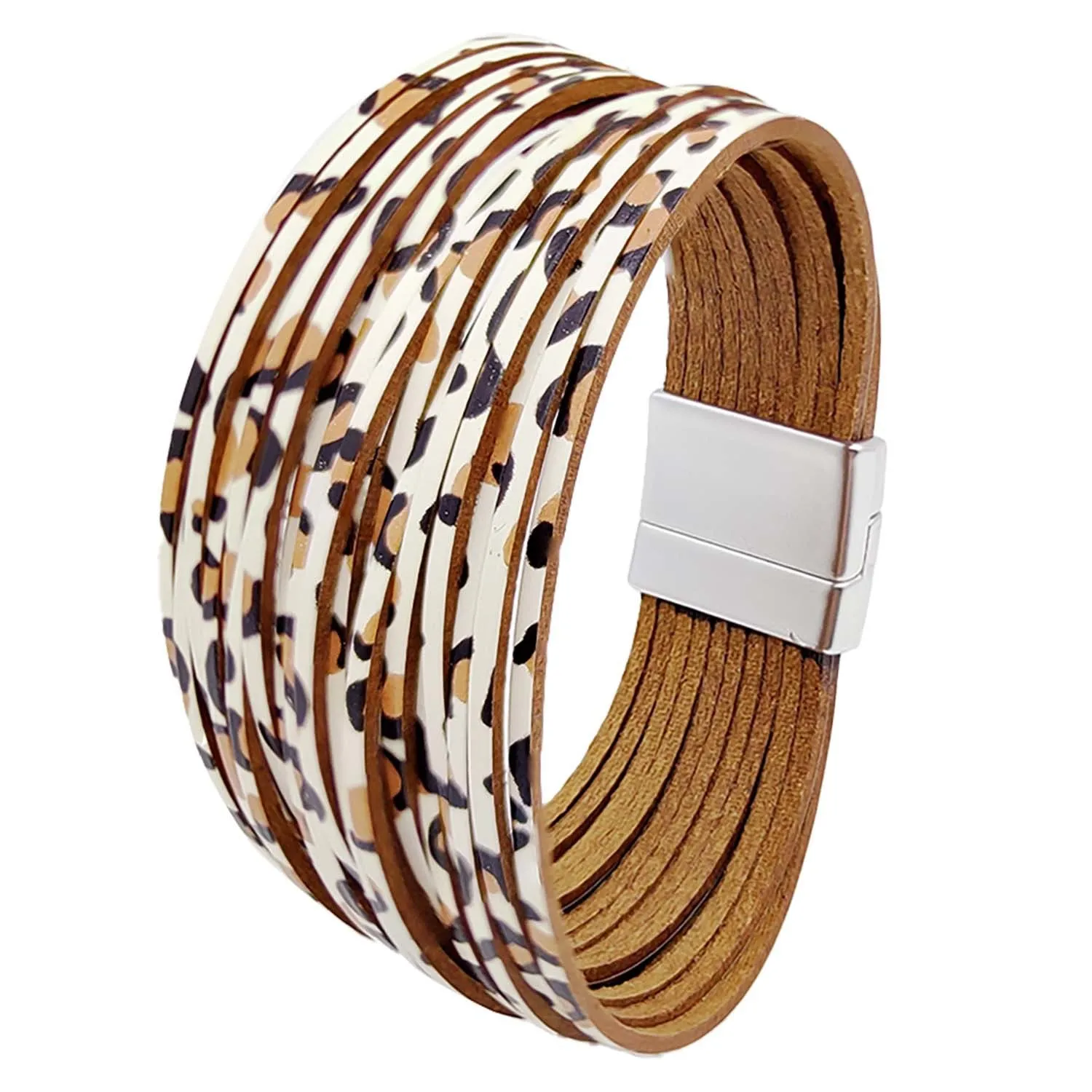Wholesale Multi Gradient Mixed Color Leather Magnetic Buckle Bracelet