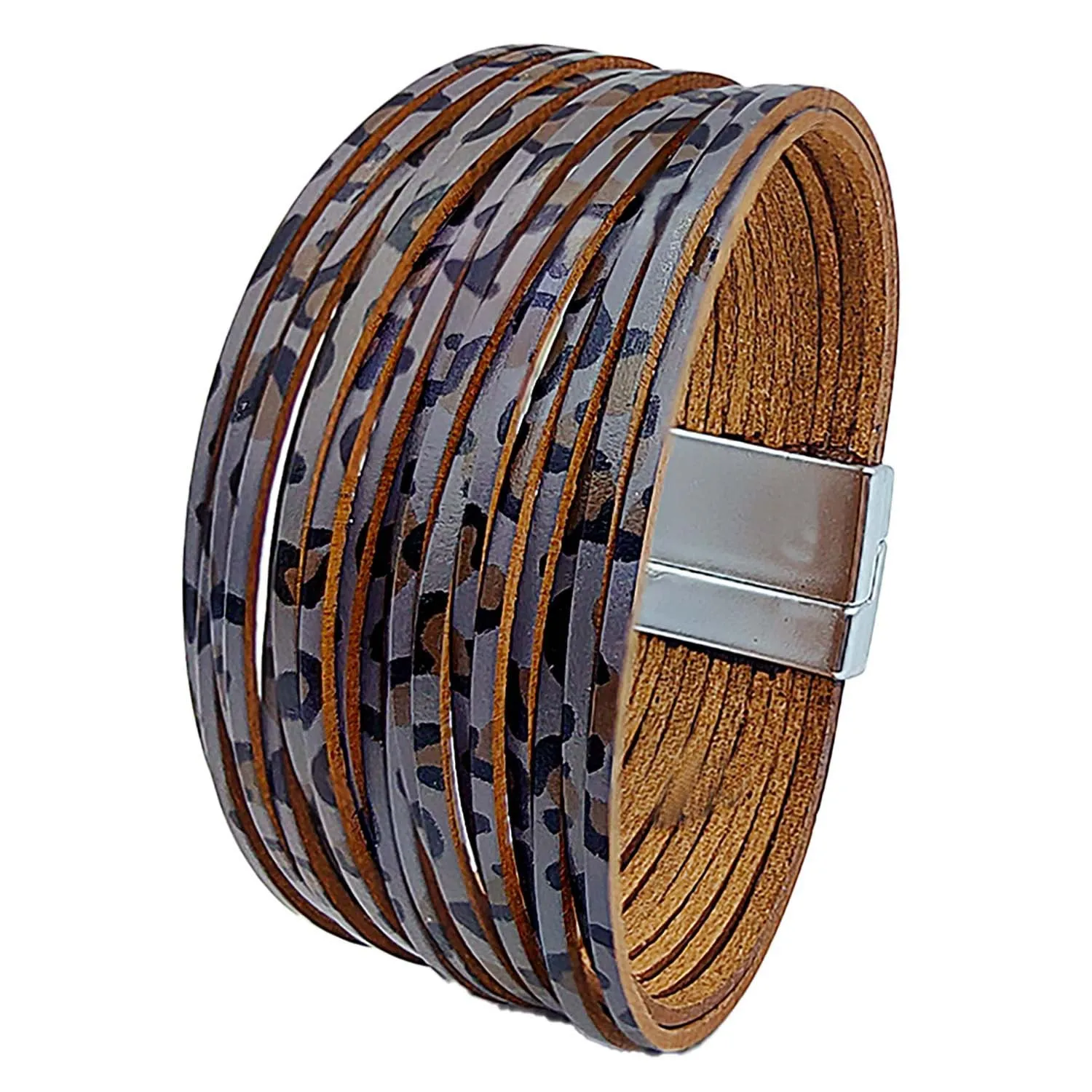 Wholesale Multi Gradient Mixed Color Leather Magnetic Buckle Bracelet