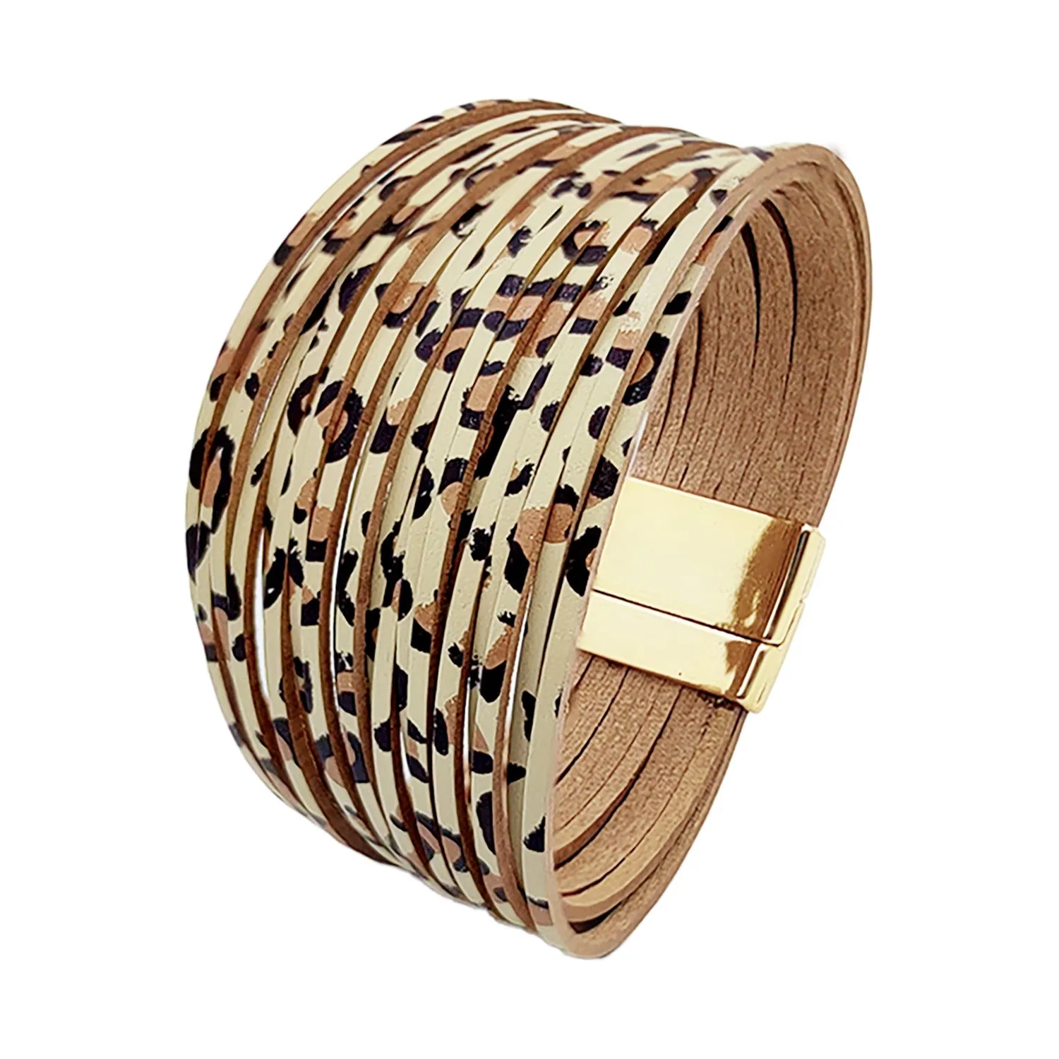 Wholesale Multi Gradient Mixed Color Leather Magnetic Buckle Bracelet