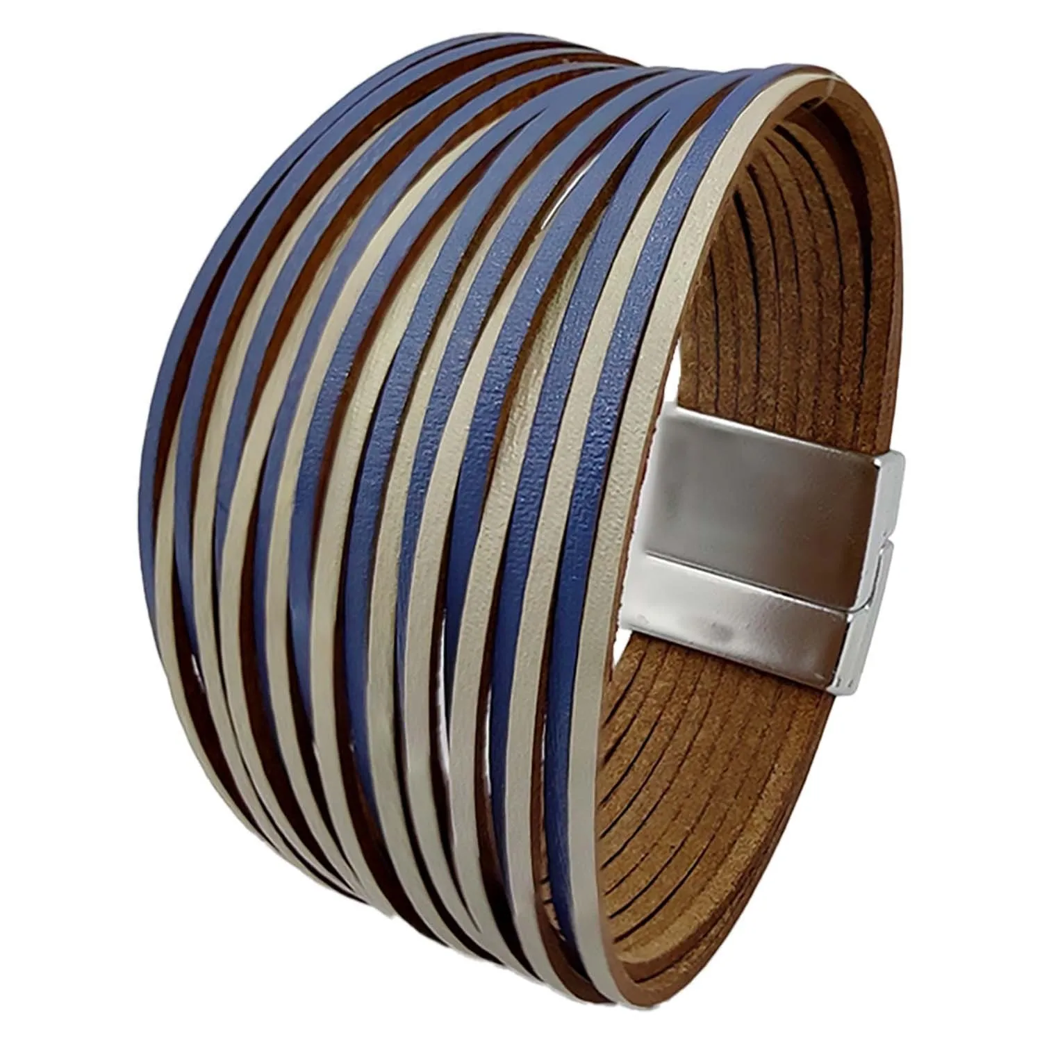 Wholesale Multi Gradient Mixed Color Leather Magnetic Buckle Bracelet