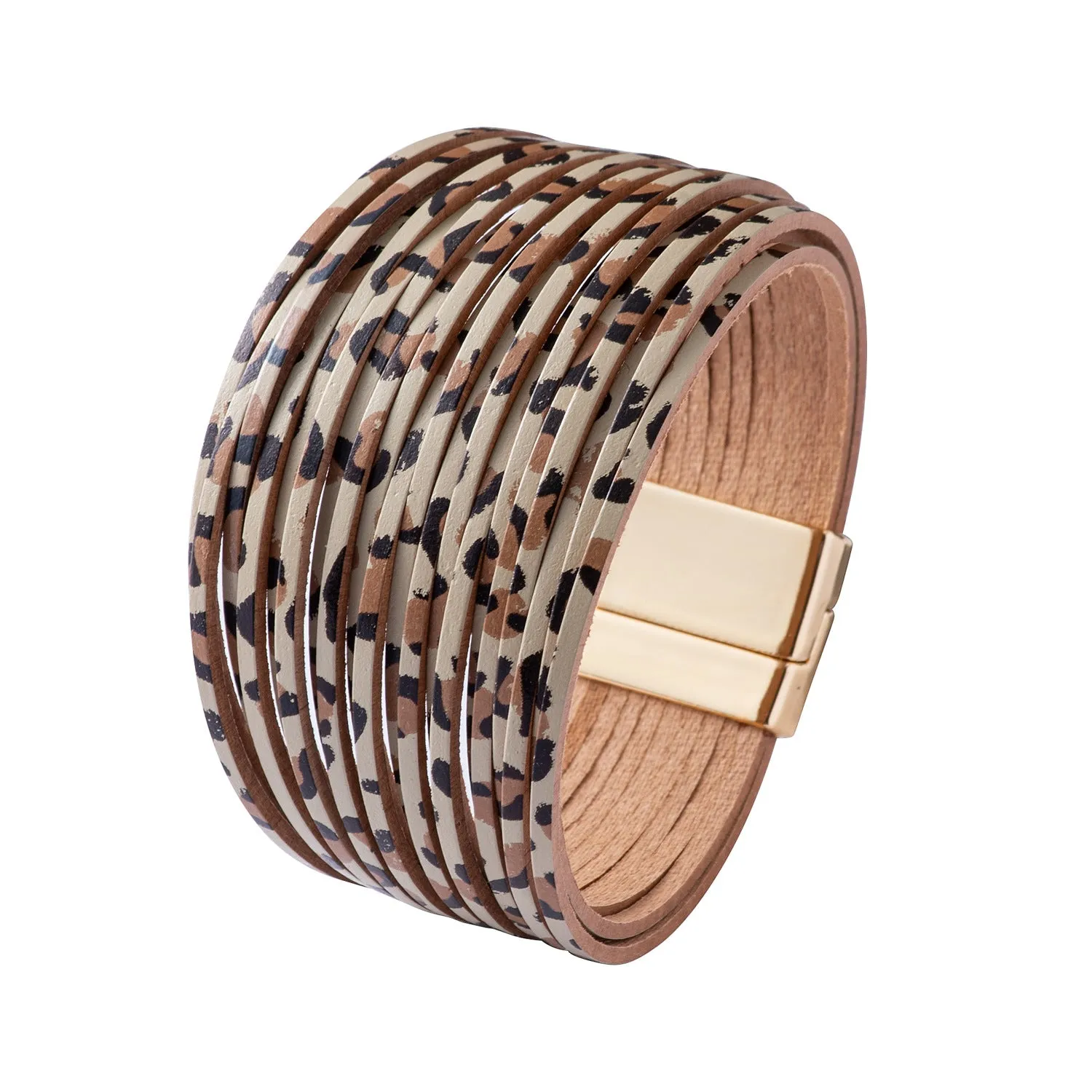 Wholesale Multi Gradient Mixed Color Leather Magnetic Buckle Bracelet