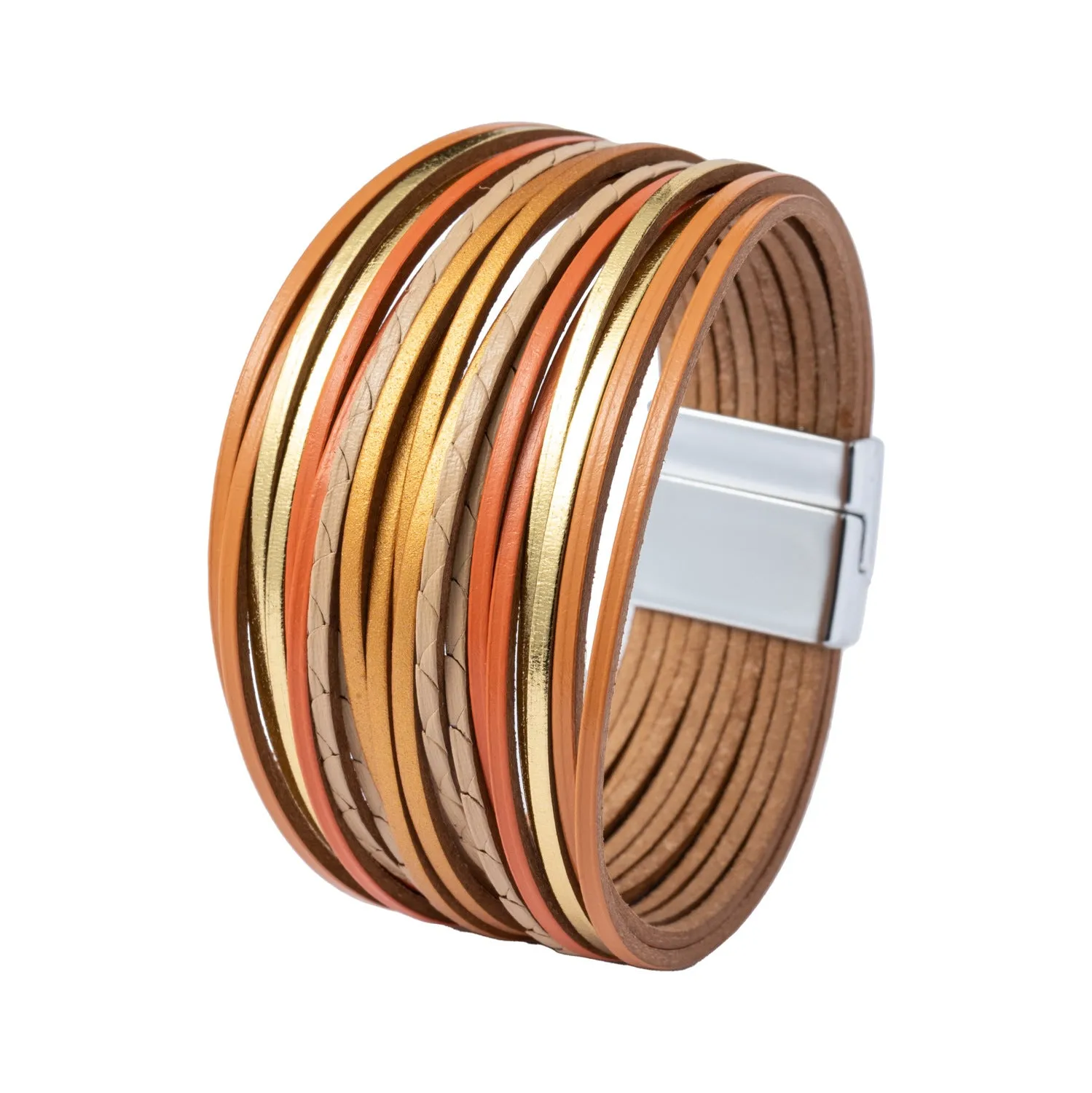 Wholesale Multi Gradient Mixed Color Leather Magnetic Buckle Bracelet