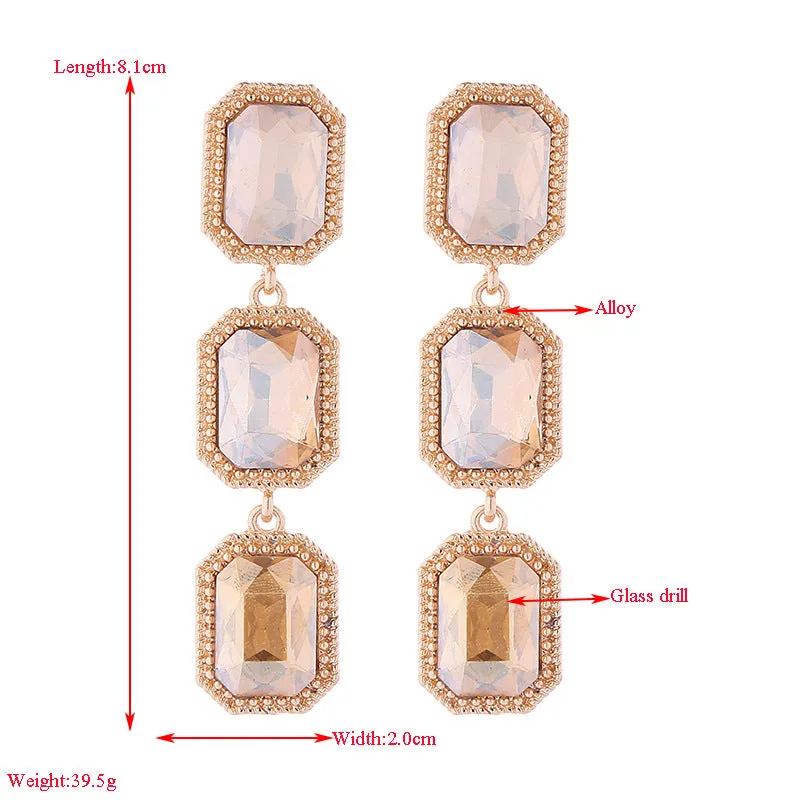 Wholesale Multi-layer Alloy Inlaid Glass Diamond Earrings