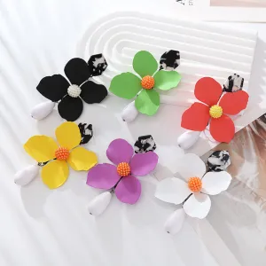 Wholesale Multi-layer Flower Alloy Paint Drop-shaped Pearl Earrings